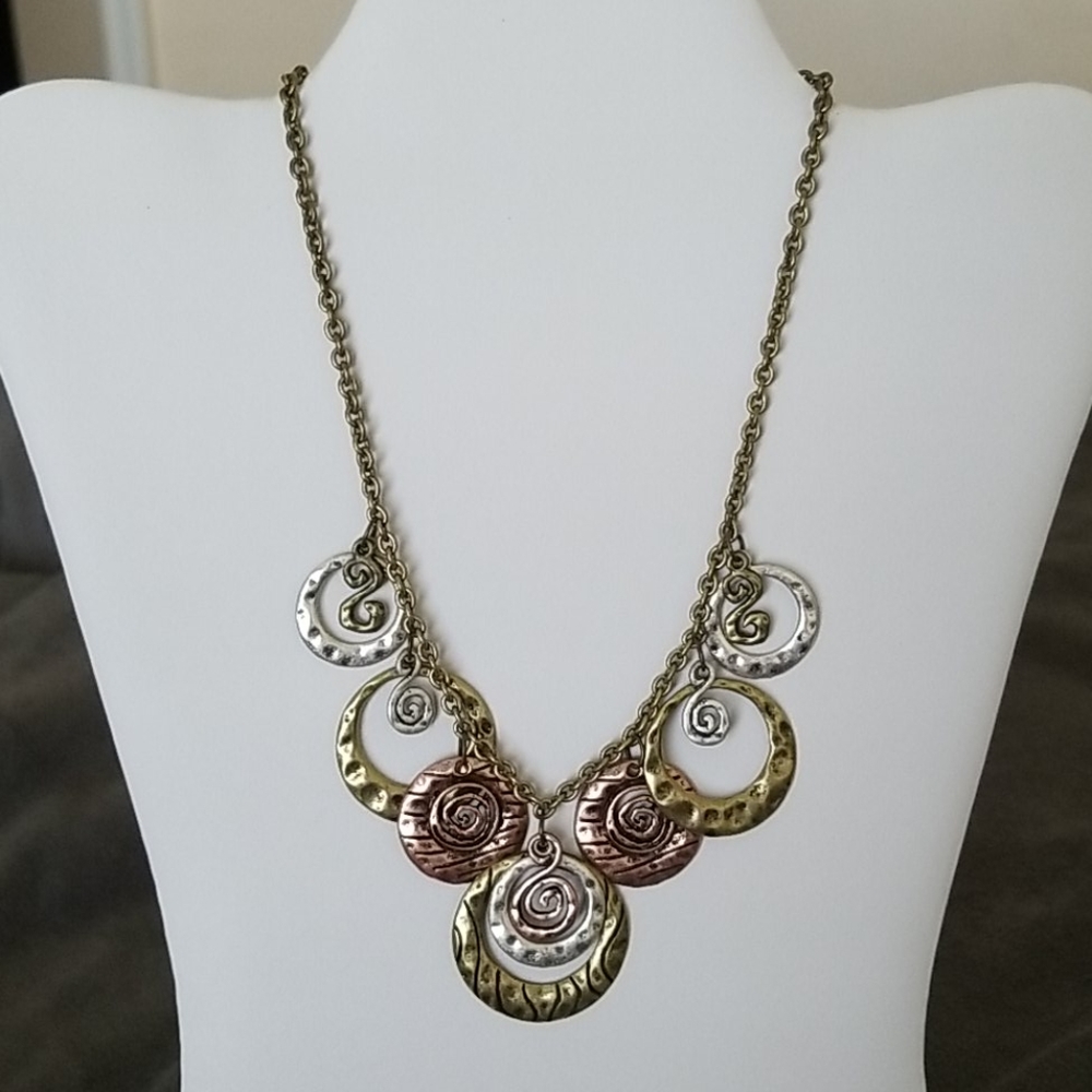 Mixed Metals Spiral Necklace